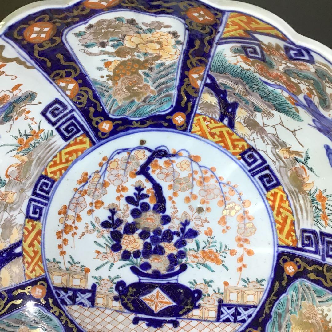 献上　古伊万里花篭手　大鉢　江戸期