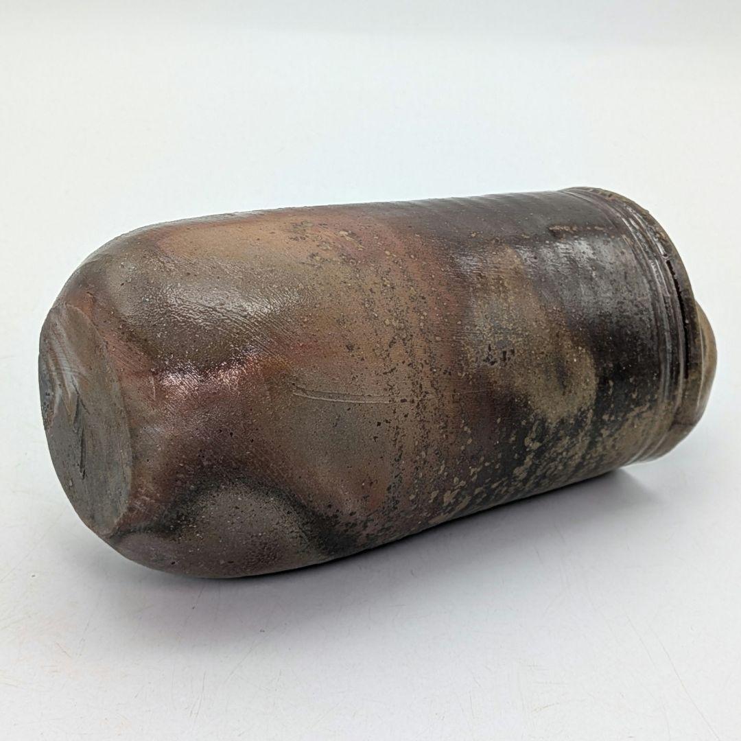 岡山県重要無形文化財 伊勢崎満 備前焼 手付花入 共箱共布栞 花器 花瓶 花生