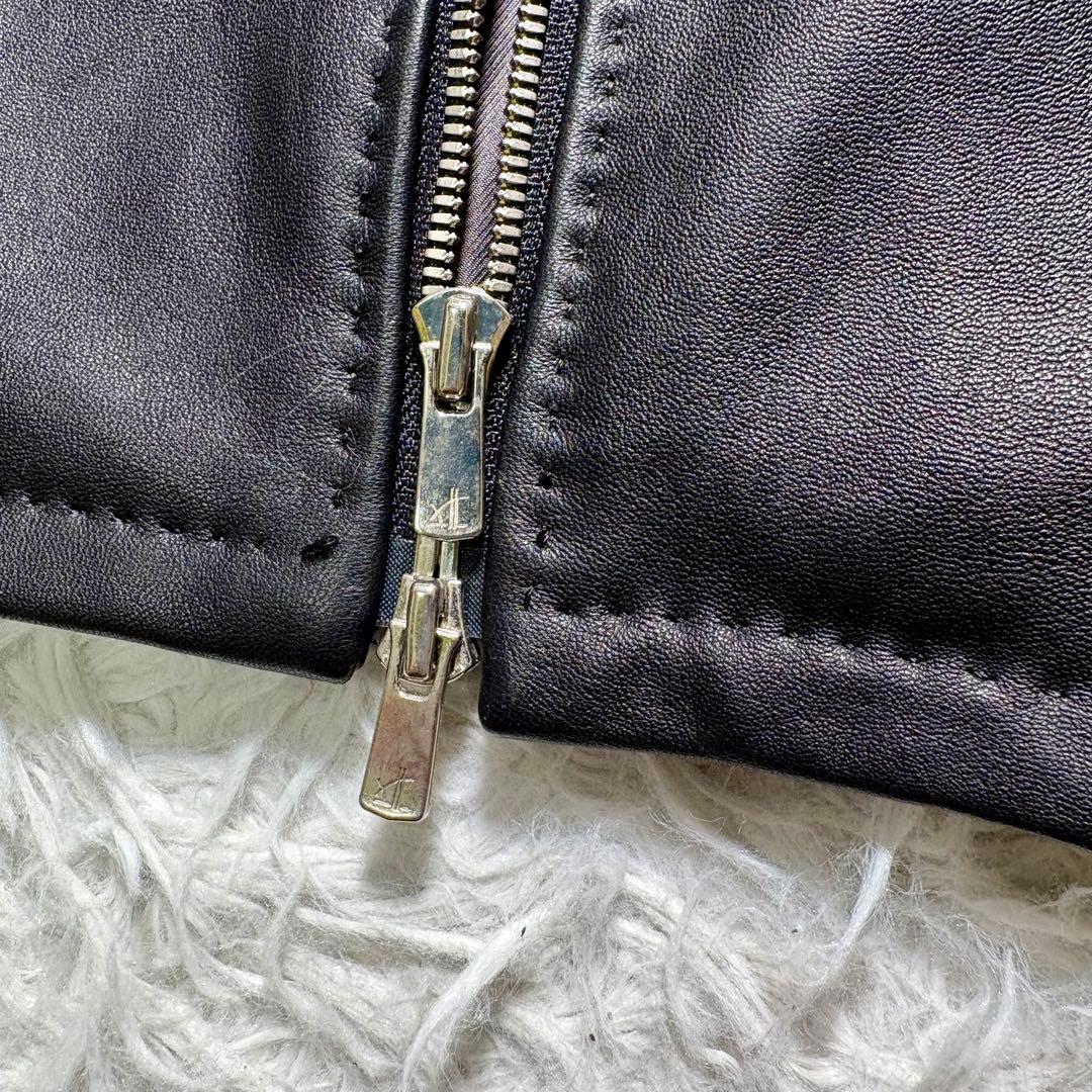 【極美品】MEN'S BIGI シングルライダースジャケット　レザー　羊　黒　M