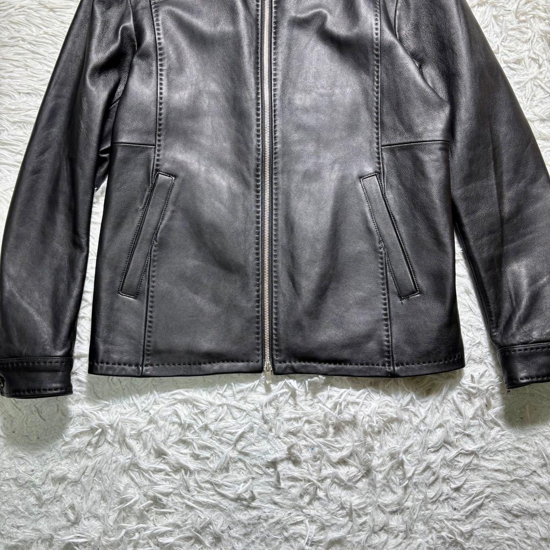 【極美品】MEN'S BIGI シングルライダースジャケット　レザー　羊　黒　M