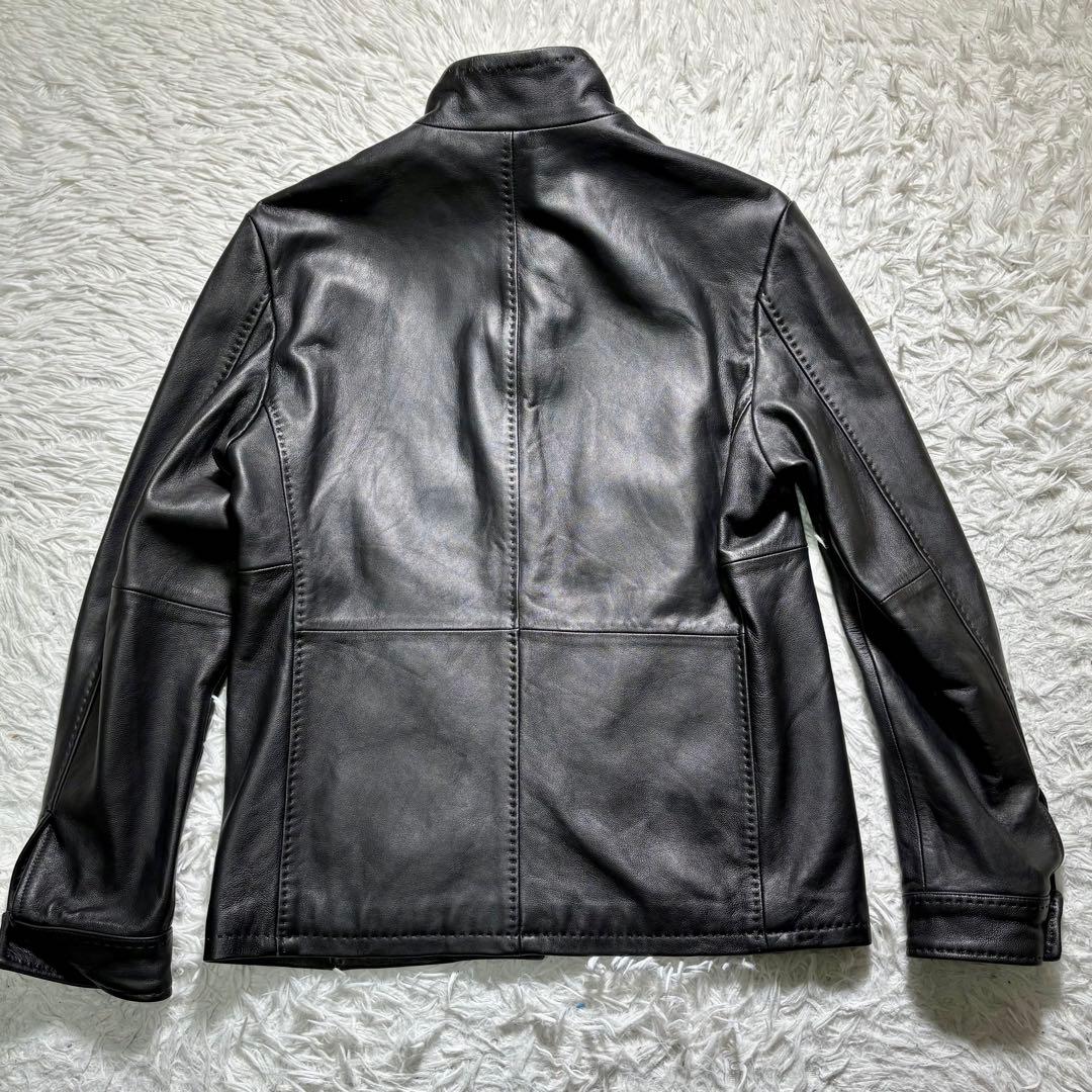 【極美品】MEN'S BIGI シングルライダースジャケット　レザー　羊　黒　M