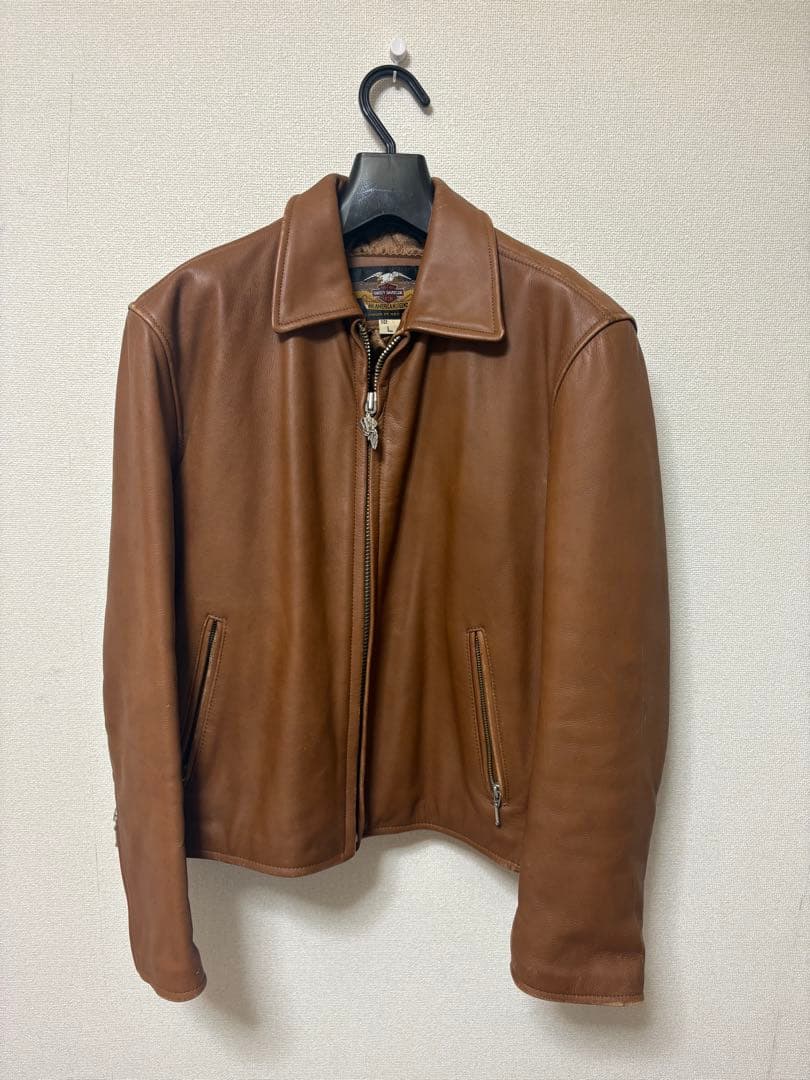Harley Davidson ブラウン シングル　ライダースジャケット Ｌ
