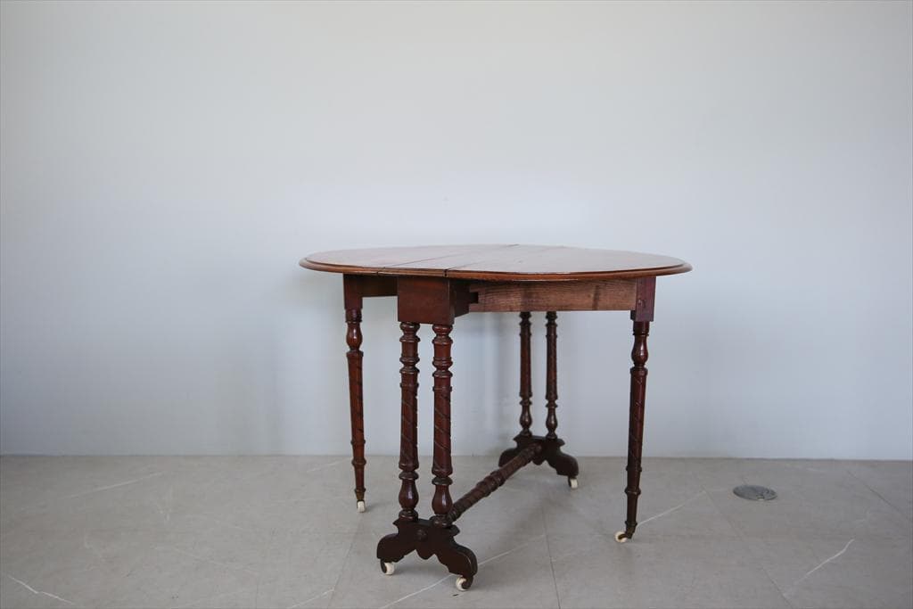 英国アンティーク木製ゲートレッグテーブル/ダイニング机/バタフライ(89-218