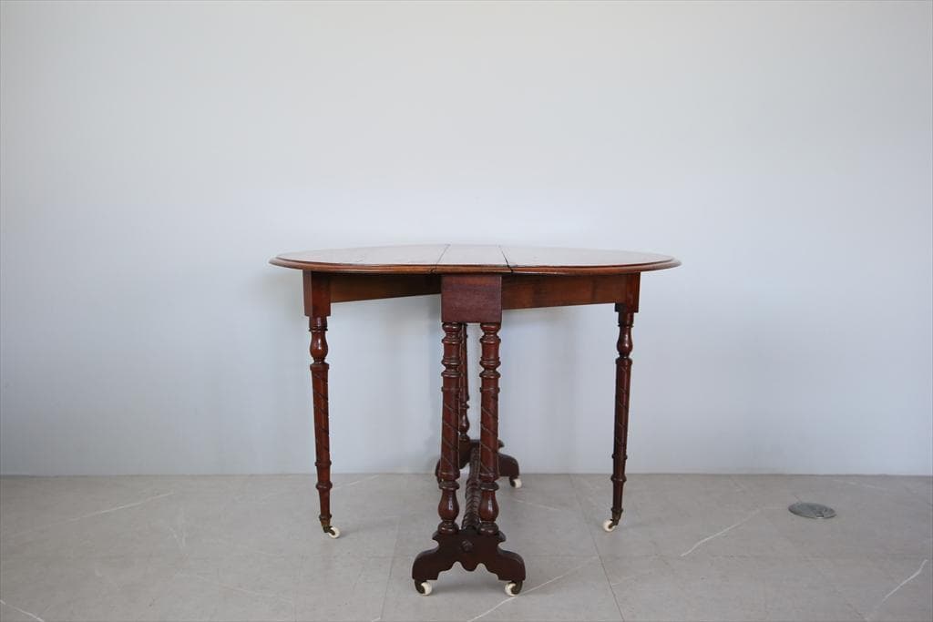 英国アンティーク木製ゲートレッグテーブル/ダイニング机/バタフライ(89-218