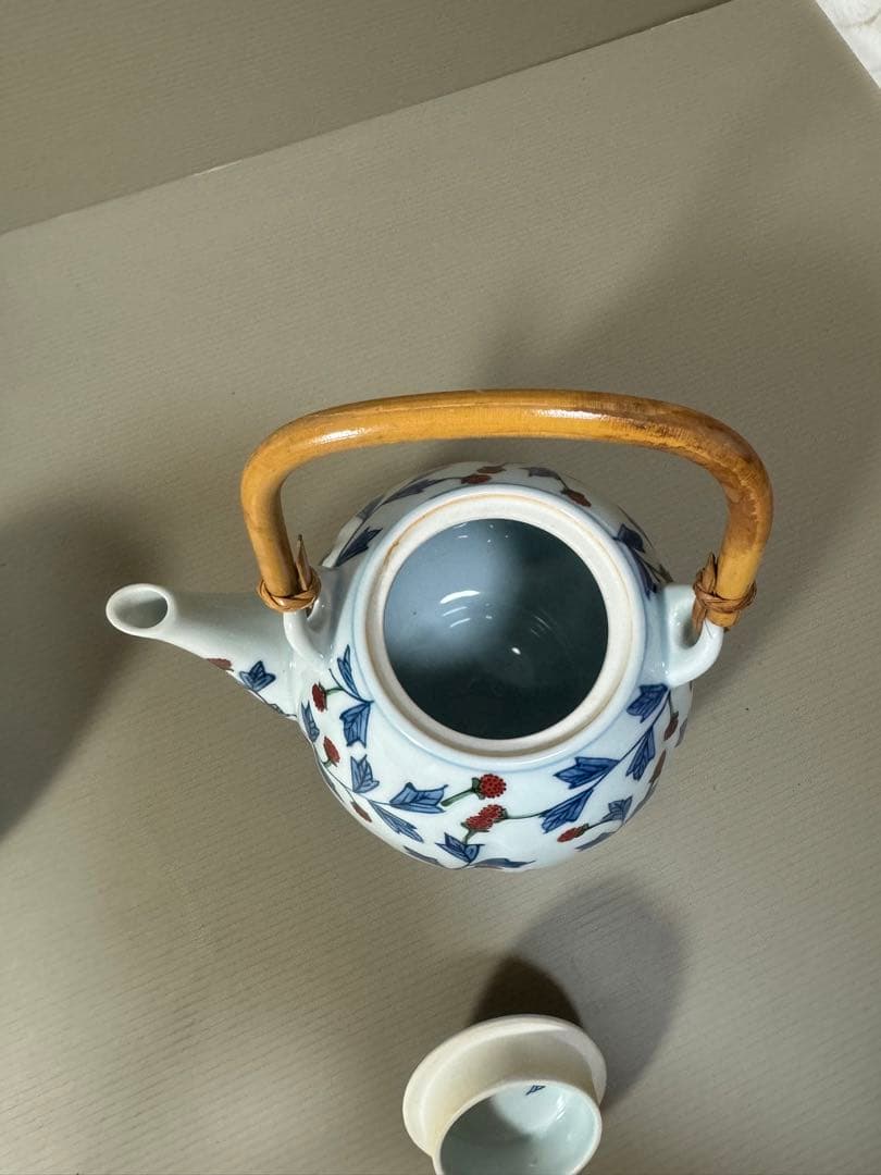 2199  源右衛門 染錦苺絵 茶器セット　急須1客　湯呑5客