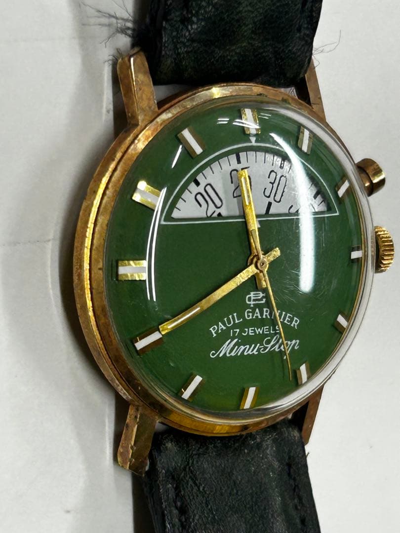 ポールガルニエ MinuStop 手巻き アンティーク グリーン