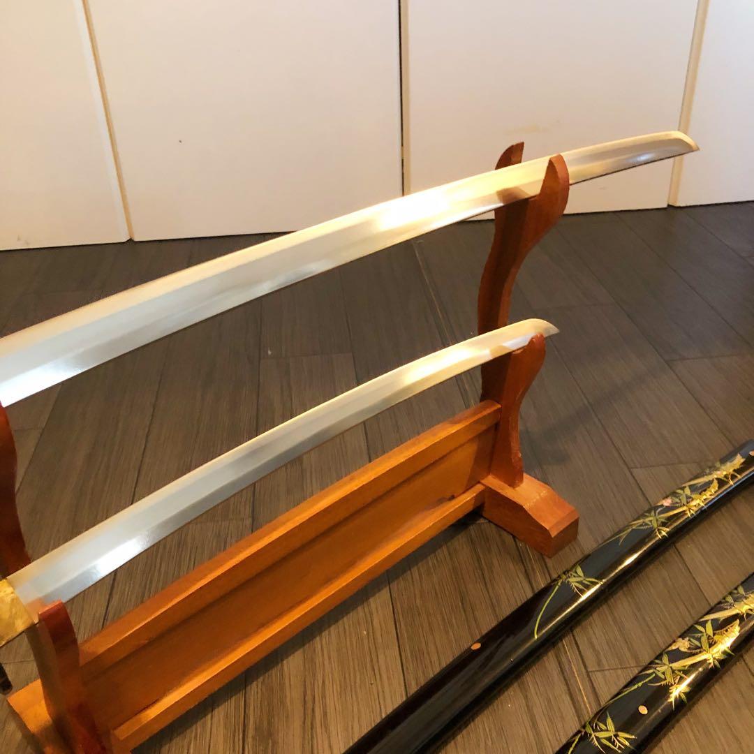 高級模造刀　高級居合刀　 土佐美術刀剣　大小セット　本研波刃　竹笹柄