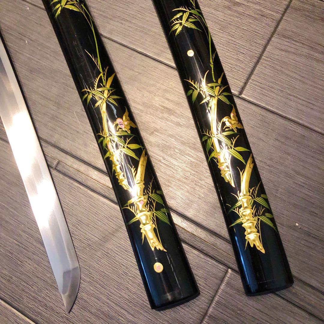 高級模造刀　高級居合刀　 土佐美術刀剣　大小セット　本研波刃　竹笹柄