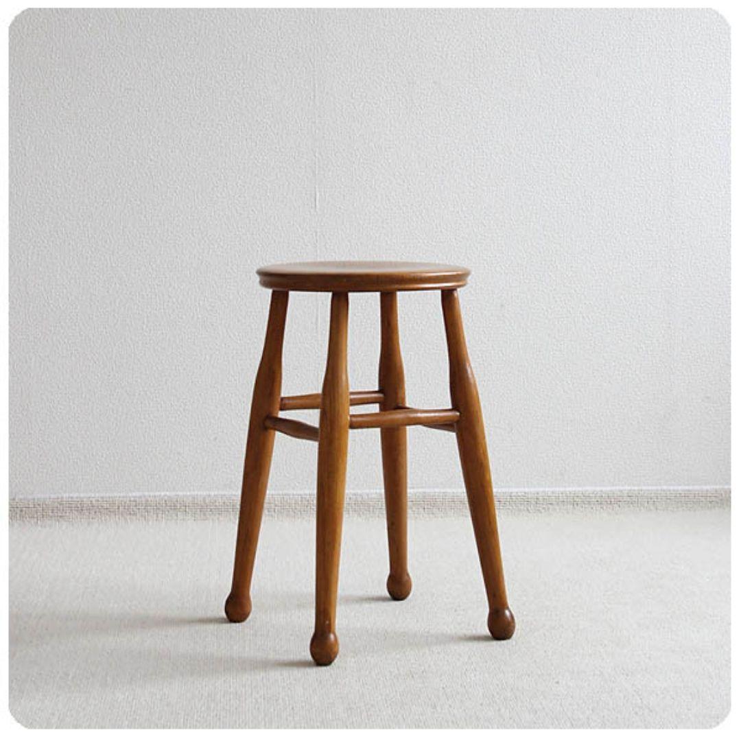 イギリス アンティーク スツール 木製 丸椅子 飾り台 カントリー 無垢材 家具