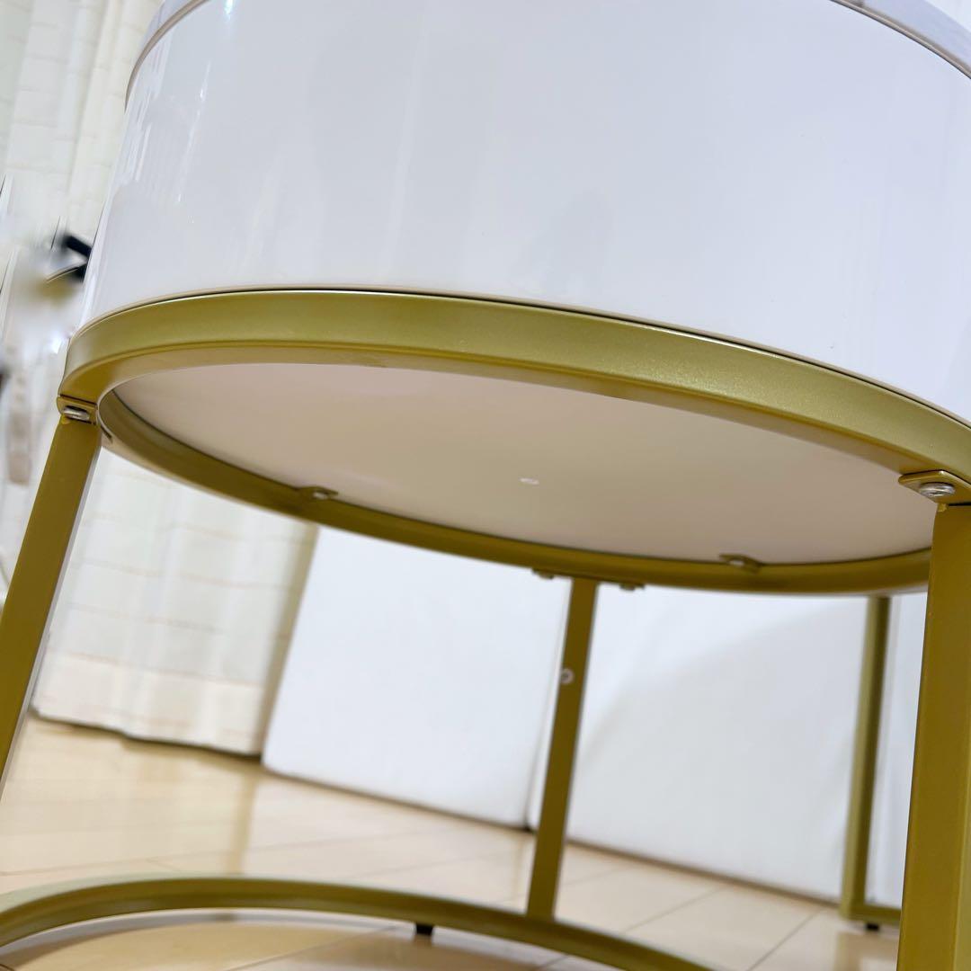 ネストテーブル サイドテーブル ナイトテーブル　丸 引出付き 収納　大理石調