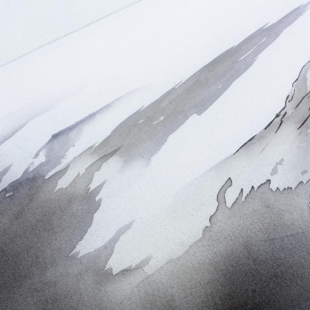 F10 肉筆水彩 日本画 『白富士』 高級木製額縁付属 外寸約713×638mm