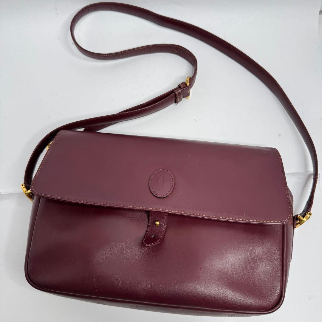 【良品】カルティエ マストライン ショルダーバッグ レザー ゴールド金具