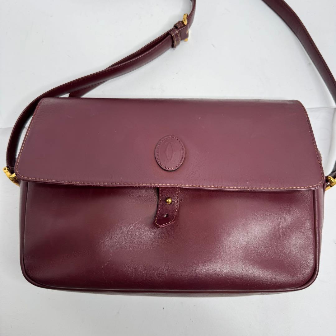 【良品】カルティエ マストライン ショルダーバッグ レザー ゴールド金具