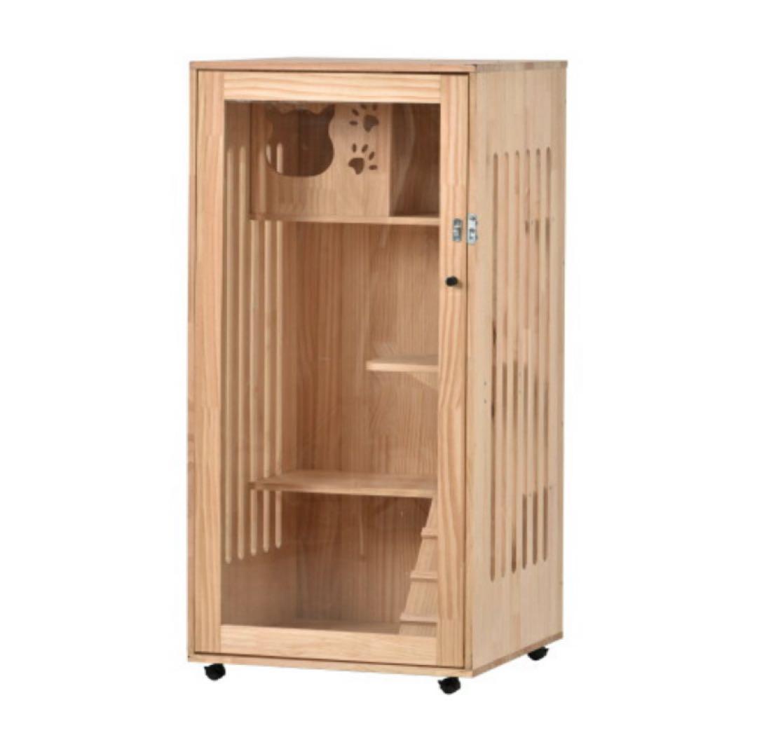 新品　キャットケージ　キャットゲージ　3段　木製　猫用品