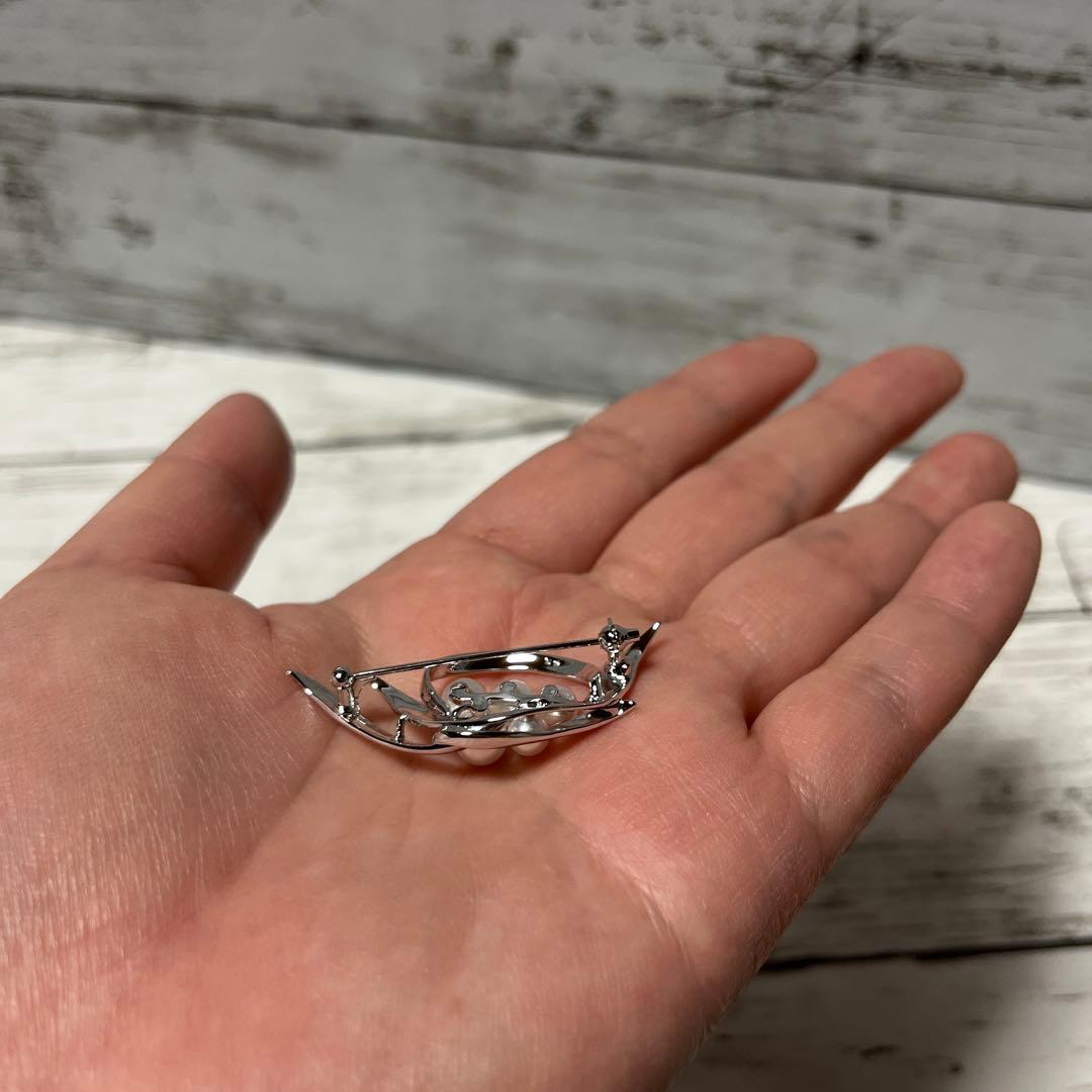 極美品　MIKIMOTO ミキモト　アコヤ真珠　パール　ブローチ　リーフ