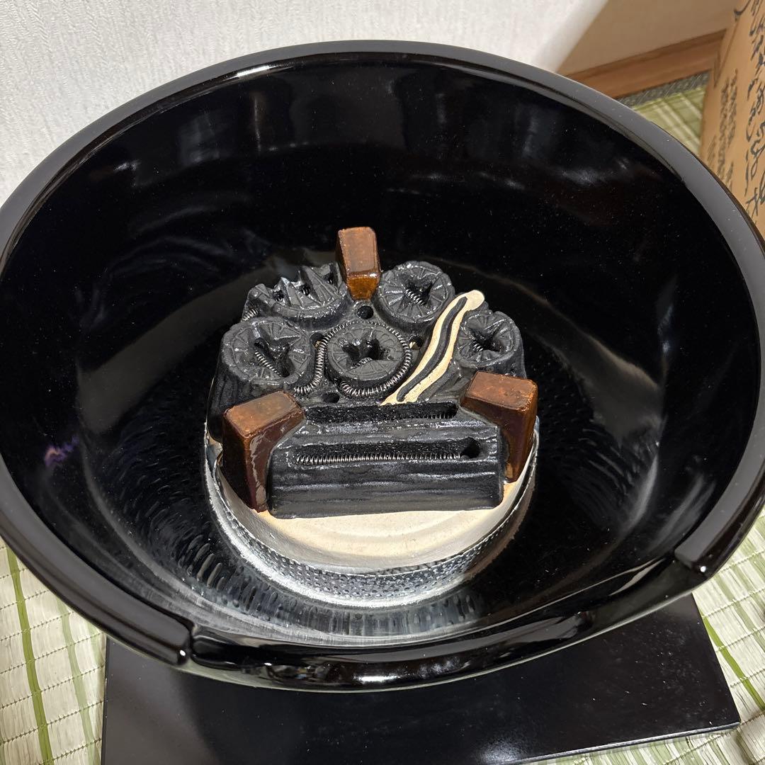 風炉型　電熱器　黒　茶道具 野々田商店 黒真塗　B 湯沸かし　直径約30cm