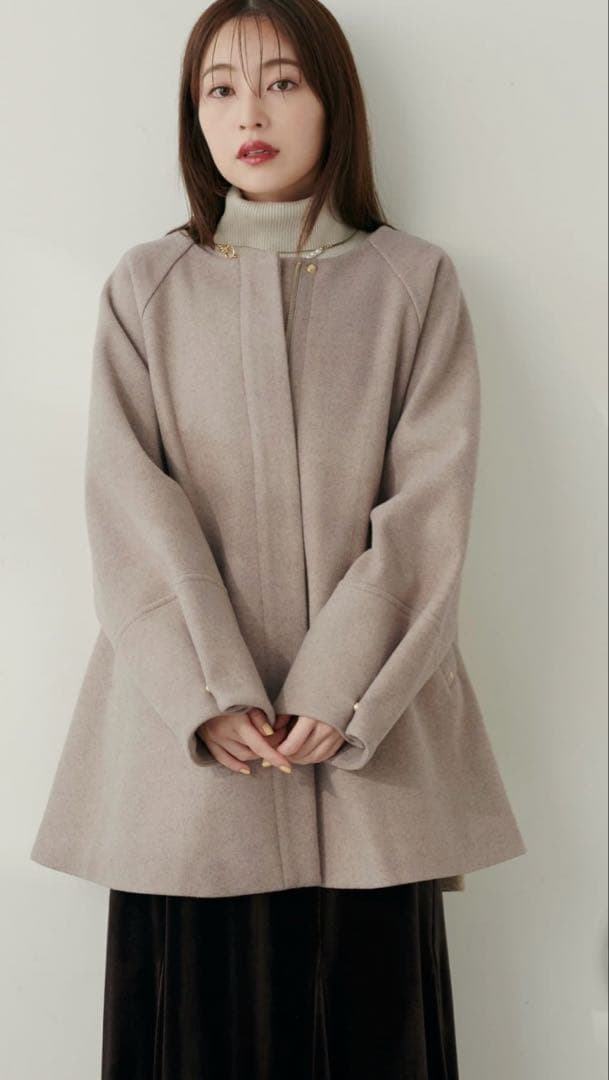 〈osono〉２WAYノーカラーコート【モカ】