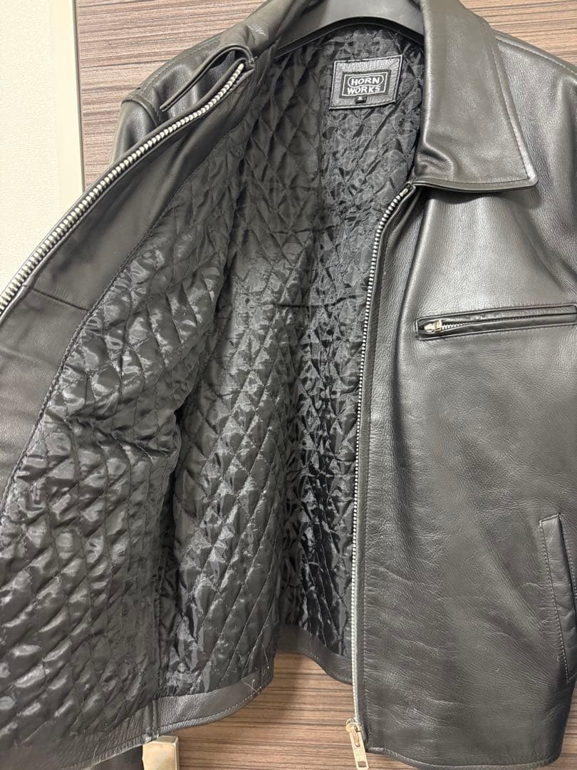 HORN WORKS グレー レザーシングルライダース