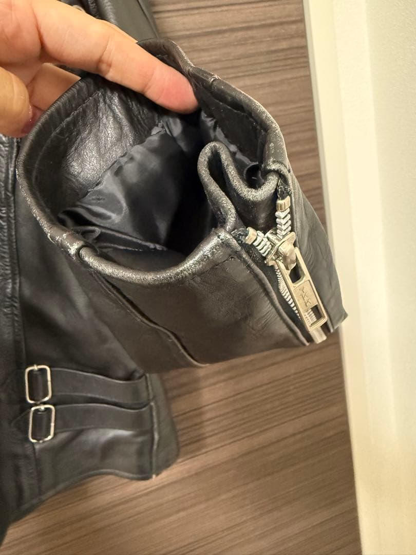 HORN WORKS グレー レザーシングルライダース