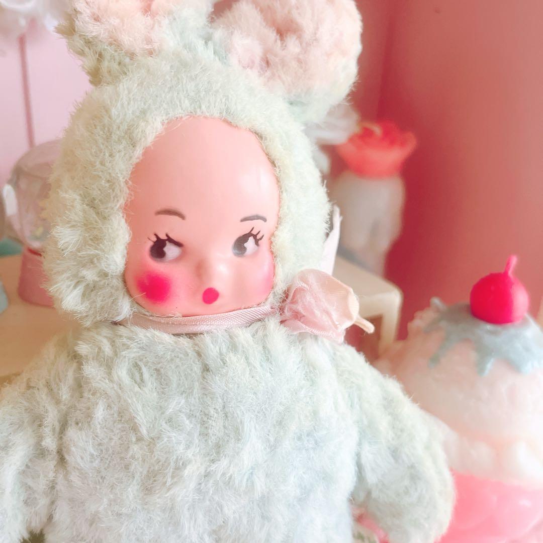 ラバーフェイス ラトルバニー パステル リボン アンティーク