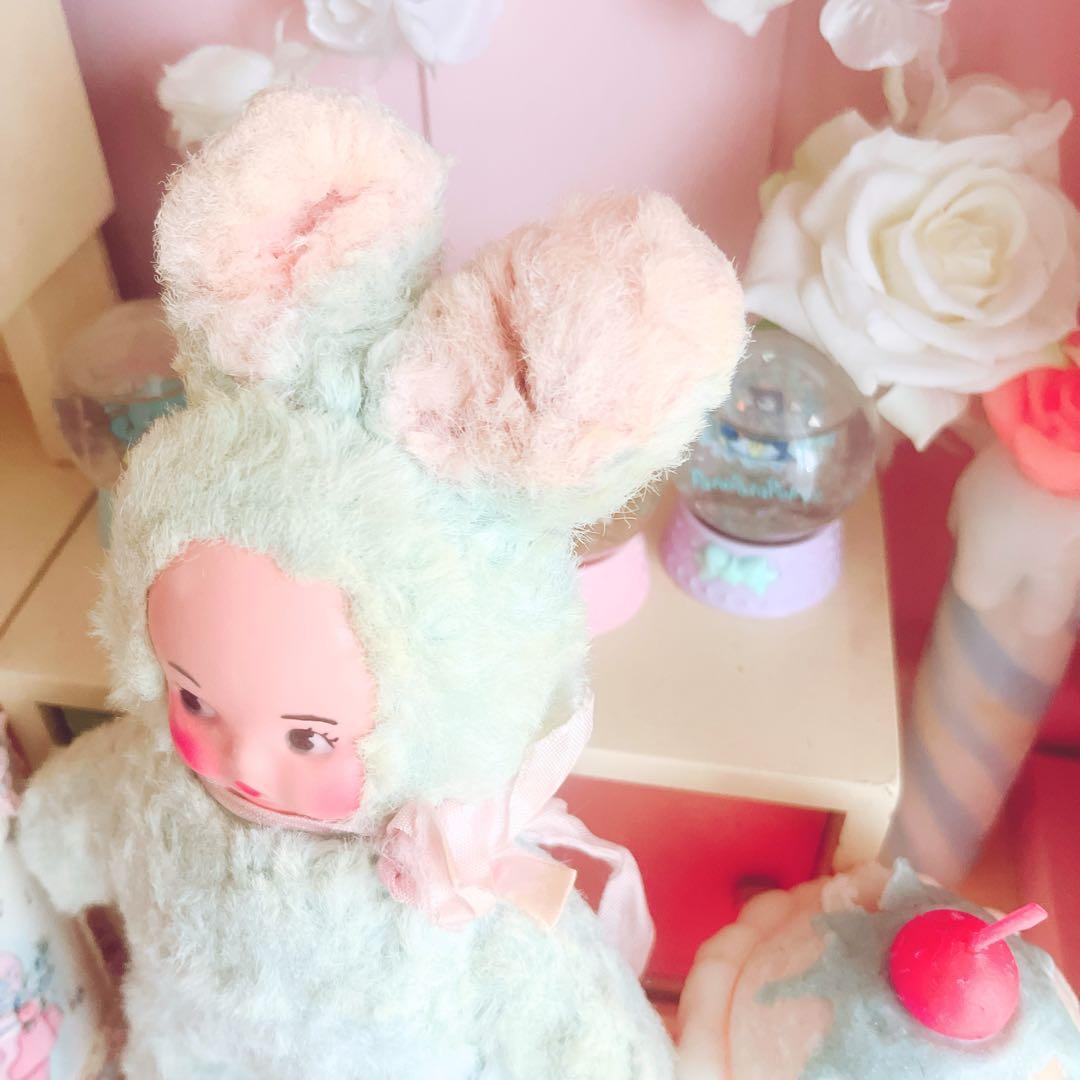 ラバーフェイス ラトルバニー パステル リボン アンティーク