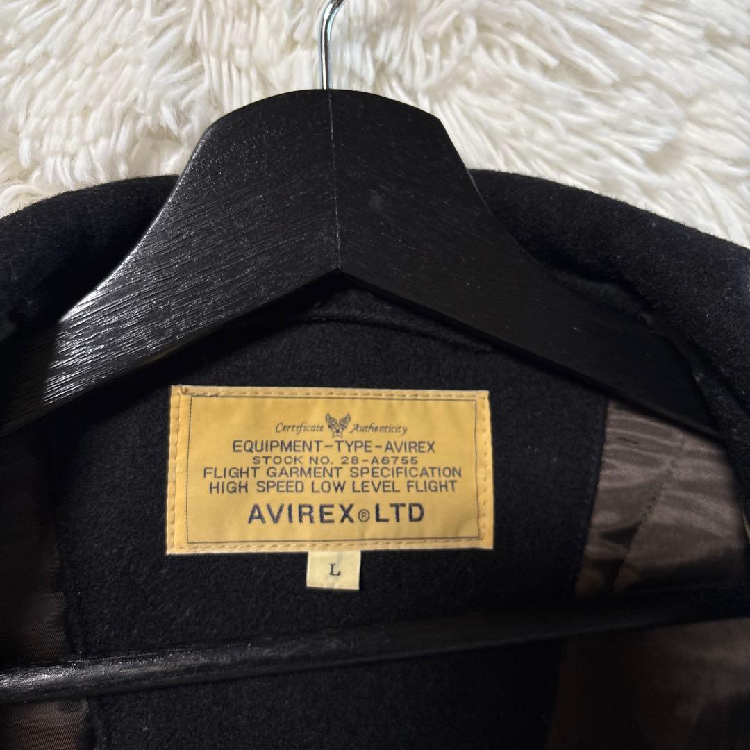 AVIREX U.S. NAVY Pコート　ライダース　ウール　レザー　ブラック