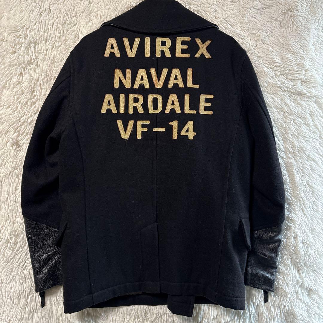 AVIREX U.S. NAVY Pコート　ライダース　ウール　レザー　ブラック