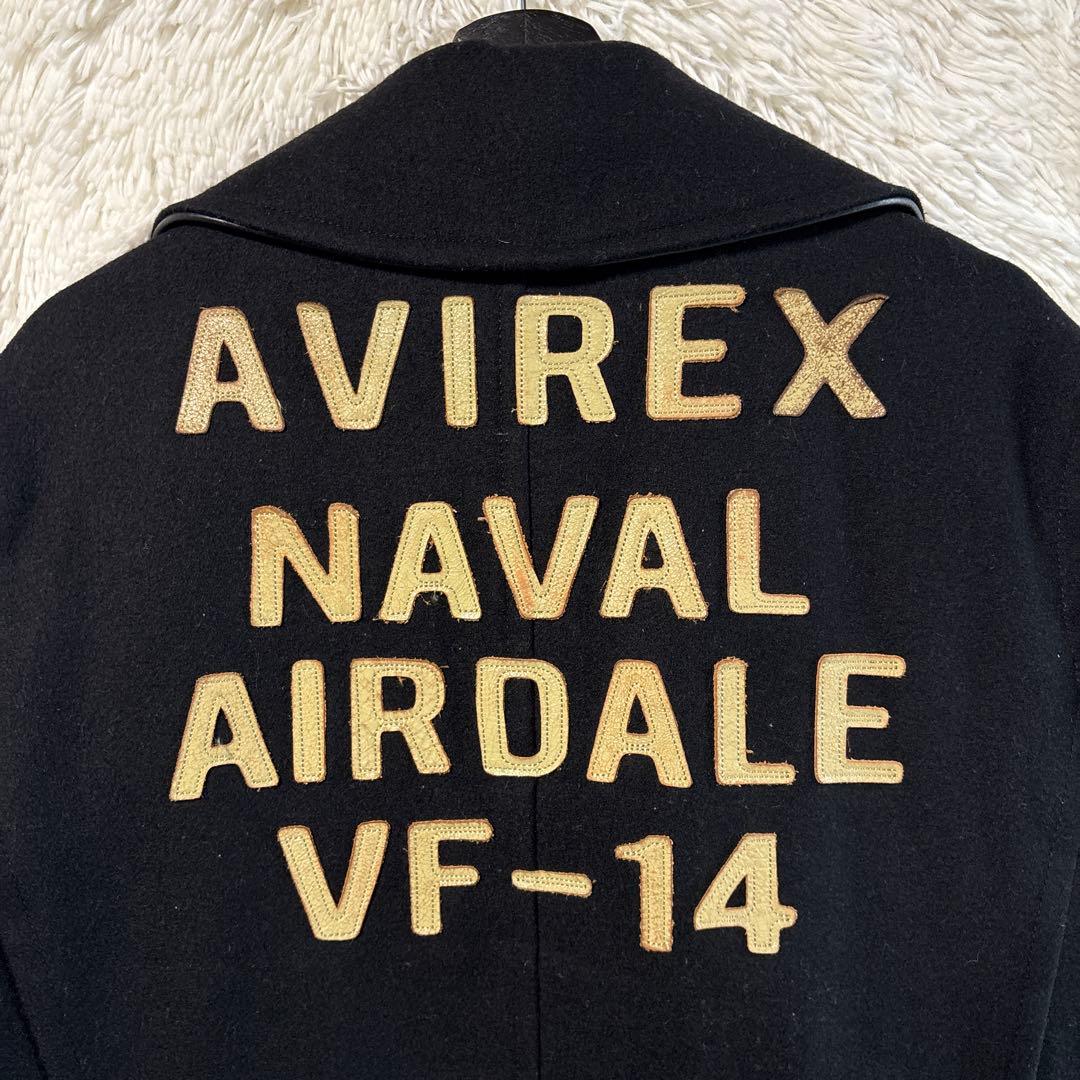 AVIREX U.S. NAVY Pコート　ライダース　ウール　レザー　ブラック