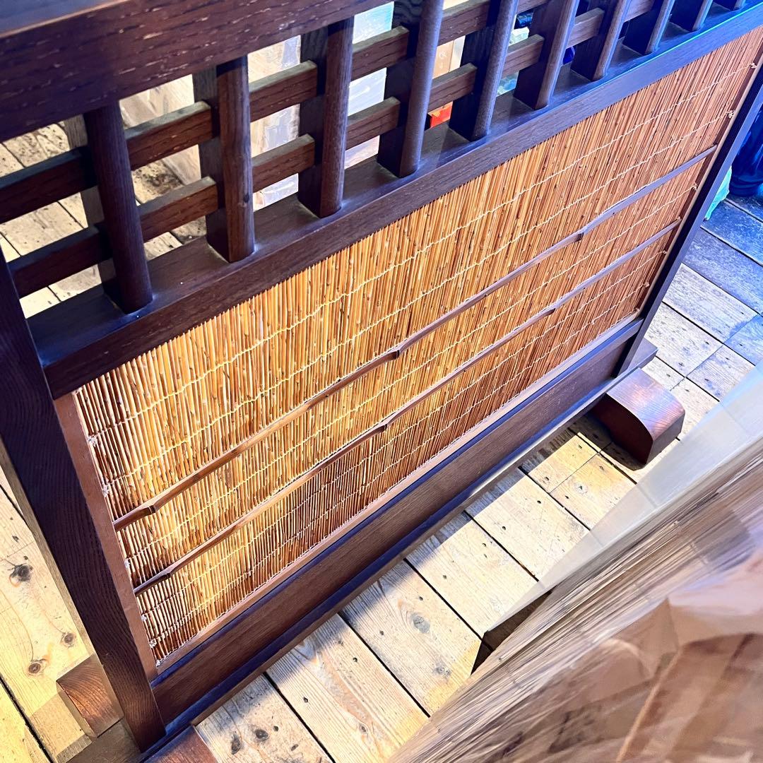 木製 衝立 自立式 障子 戸 間仕切り 和 古家具 古民具 高級 材木 天然