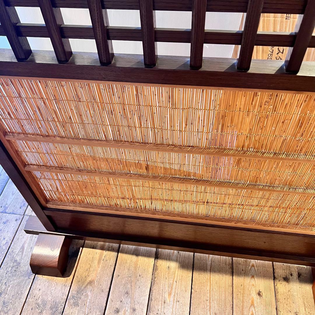 木製 衝立 自立式 障子 戸 間仕切り 和 古家具 古民具 高級 材木 天然