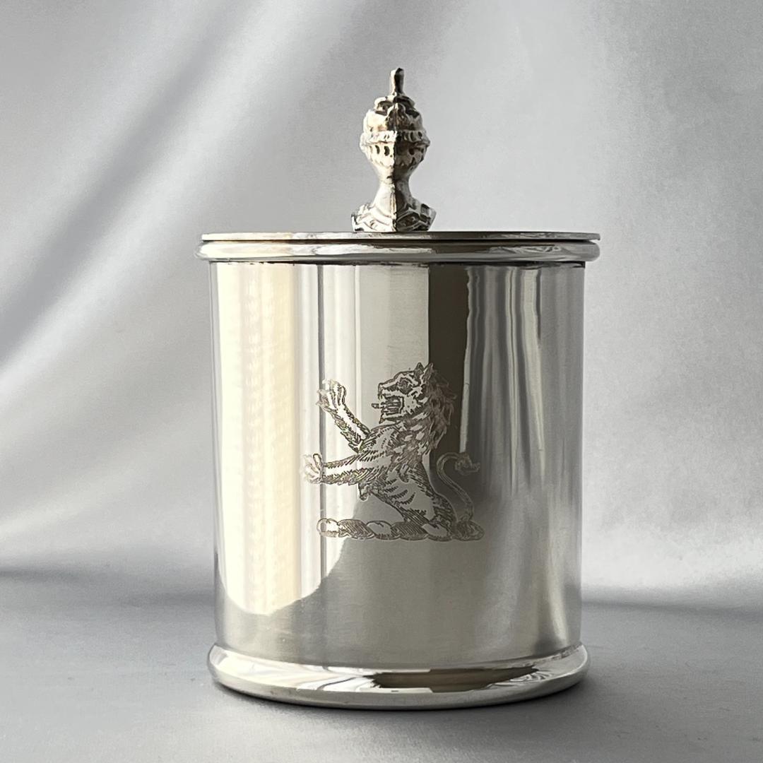 【E H Parkin & Co】騎士のティーキャディー【シルバープレート】