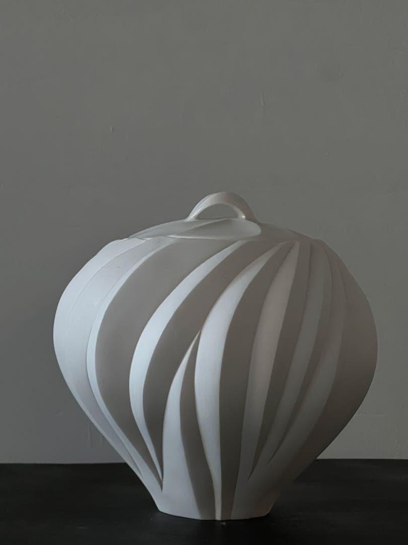 高橋奈己 『 白磁水指 』H.185 x W.200mm ／茶道具 人気陶芸家