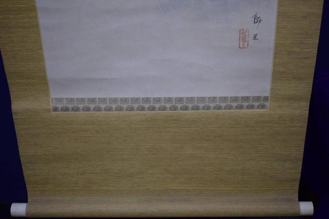 真作/（画）中村静思/（賛）中村不折/人物馬乗画賛/布袋屋掛軸HI-4