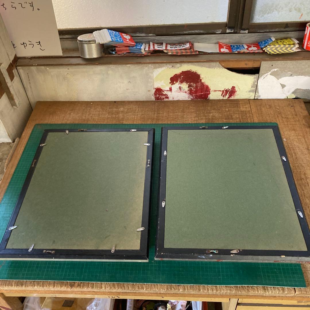 F4号 油彩額縁 赤銀色 シルバーフレーム 木彫 アートフレーム 同種2点セット