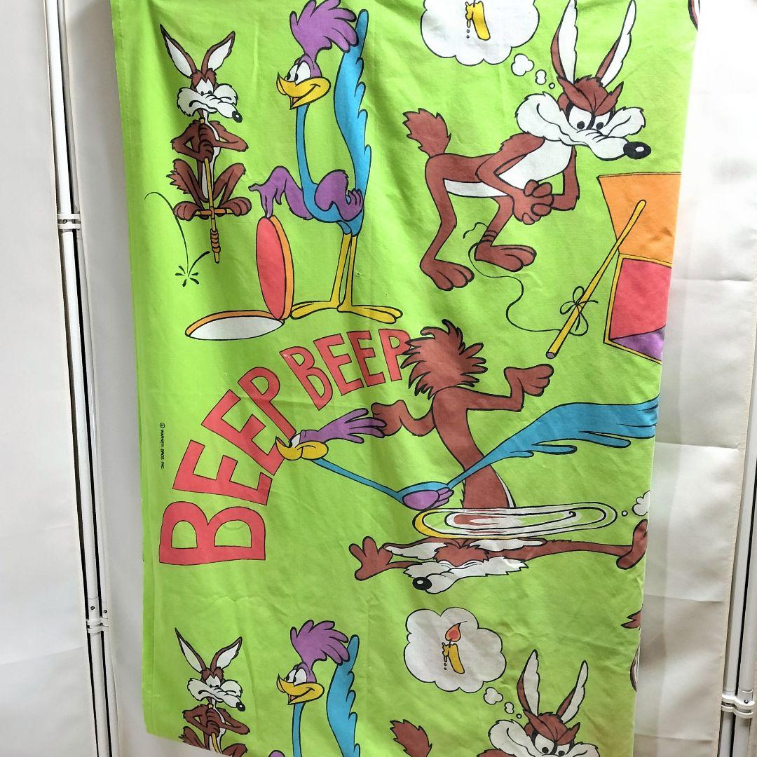 70s ビンテージ ロードランナー コヨーテ フラットシーツ ワーナー グリーン