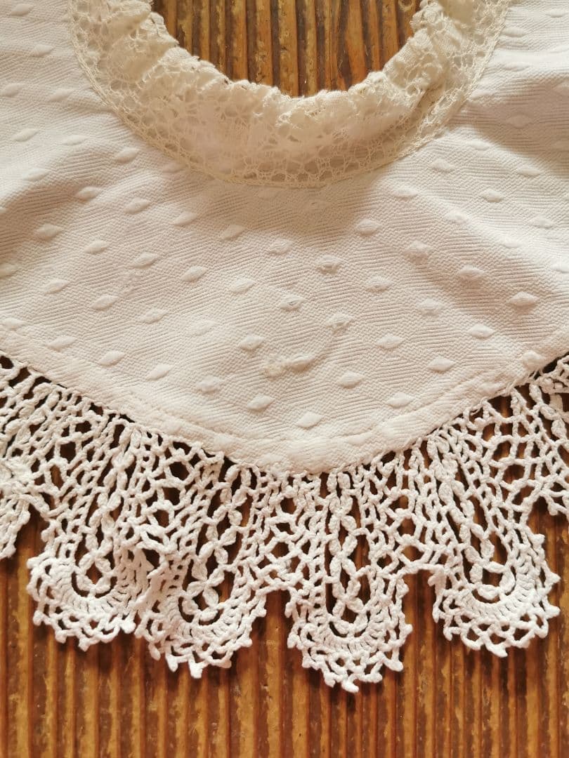 アンティークフランス ピケドプロヴァンス♢ ルピュイ クロシェ編レース装飾付け襟