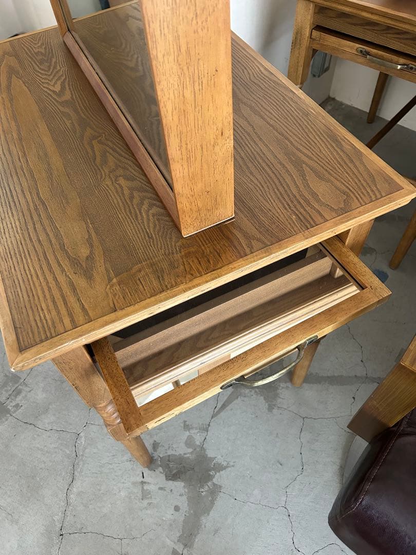 【中古】美容室両面鏡セット面 木製アンティーク 1台 その1