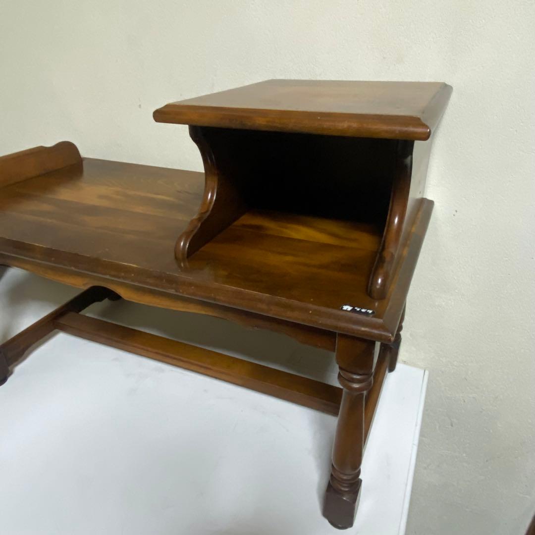 保管品 オールドカリモク サイドテーブル 電話台 コロニアル カタカナロゴ 花台