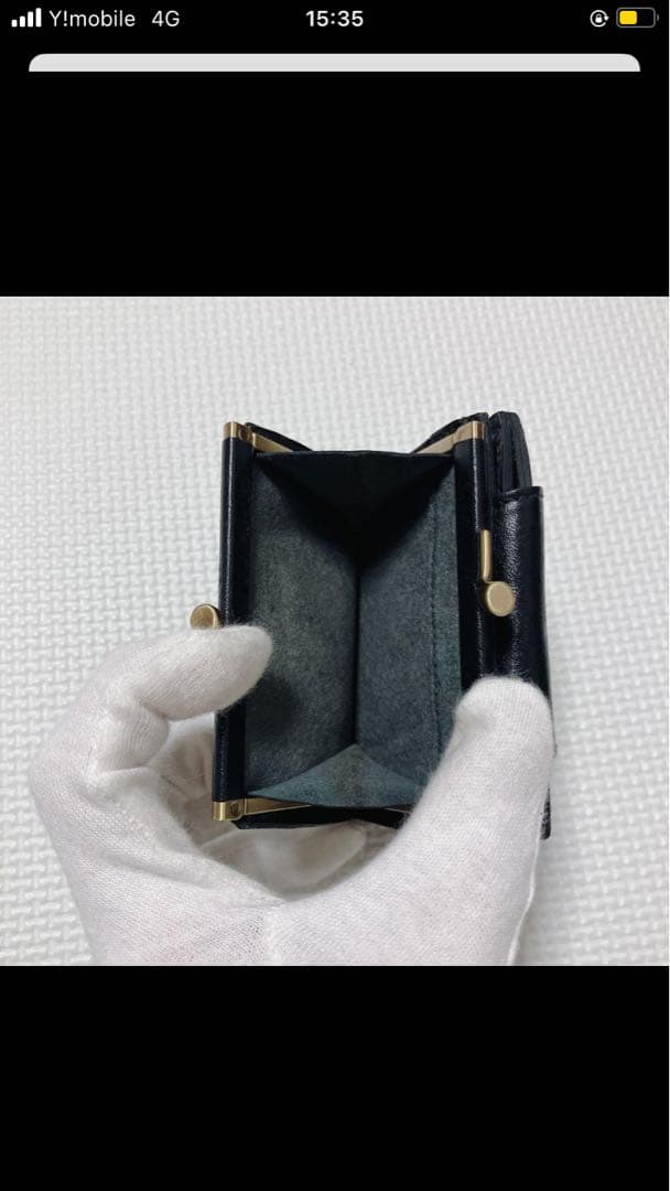 未使用　限定品　IL BISONTE レザーがま口三つ折り財布　ハートロゴ　黒
