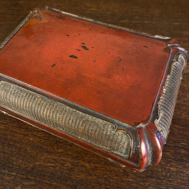 民国　朱漆竹编盒