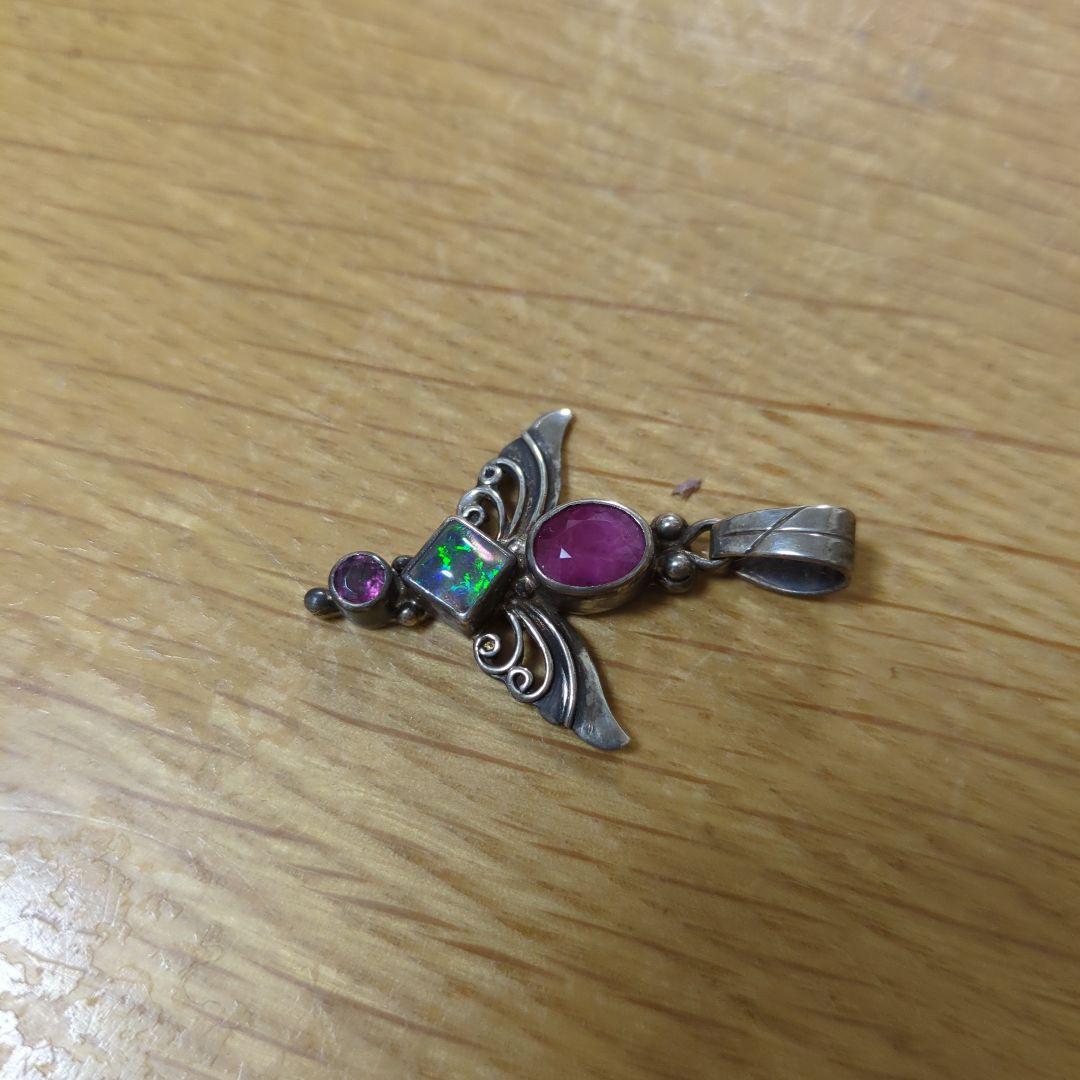 ミモザShankari シルバー ペンダント ルビー オパール