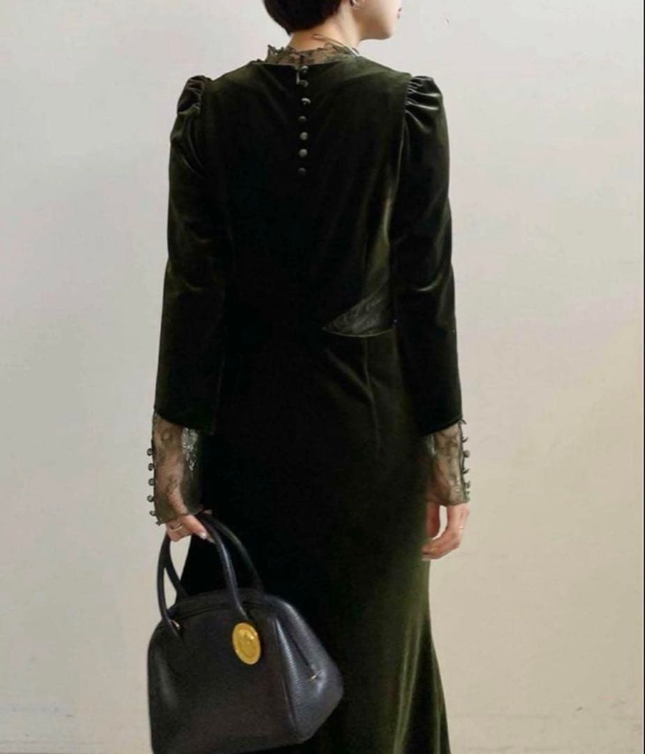 〈美品〉ameri / UND VELOUR HOLE LACE DRESS