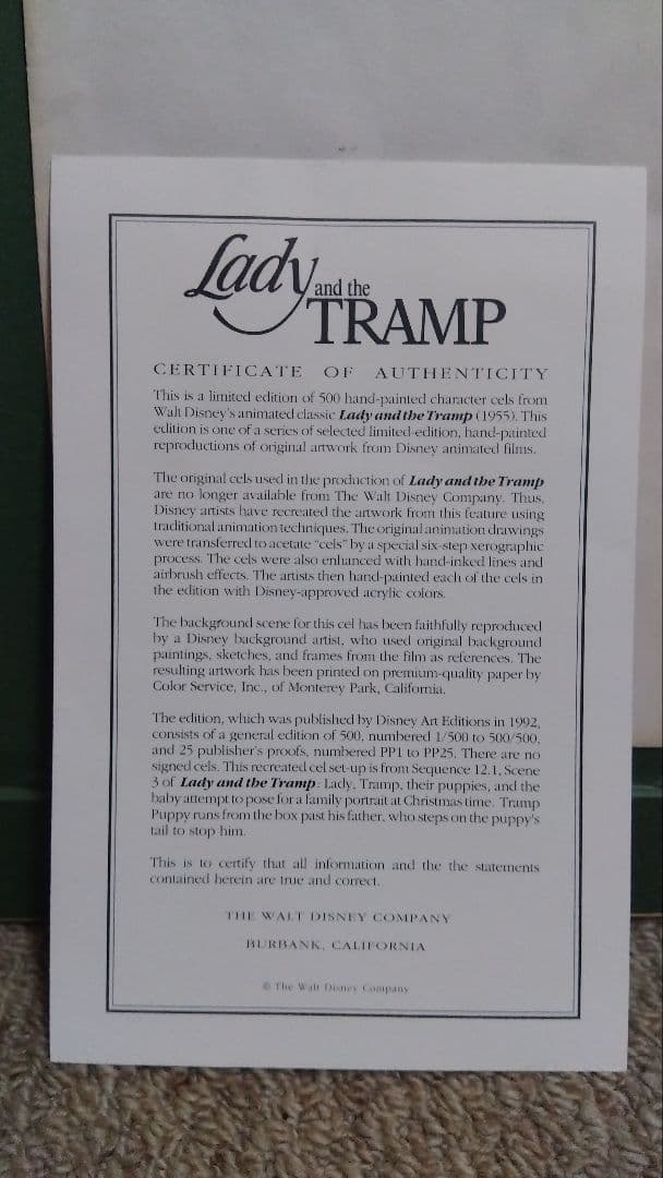 ディズニー　セル画　レディー＆トランプ