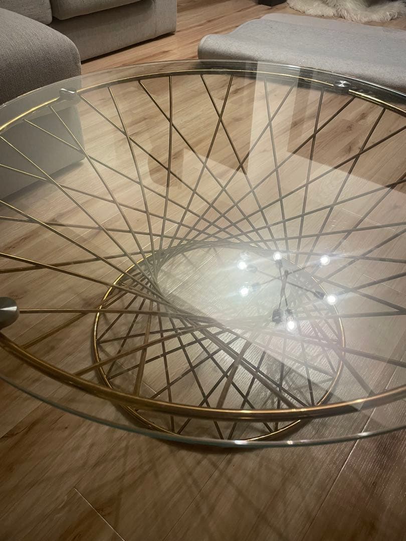 フランフラン ガラステーブル コーヒーテーブル クリア×ゴールド