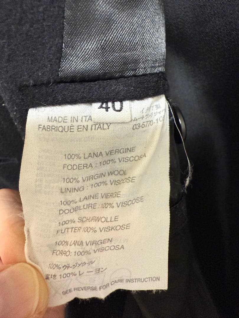 Helmut lang／ヘルムートラング／ブラック チェスターコート サイズ40