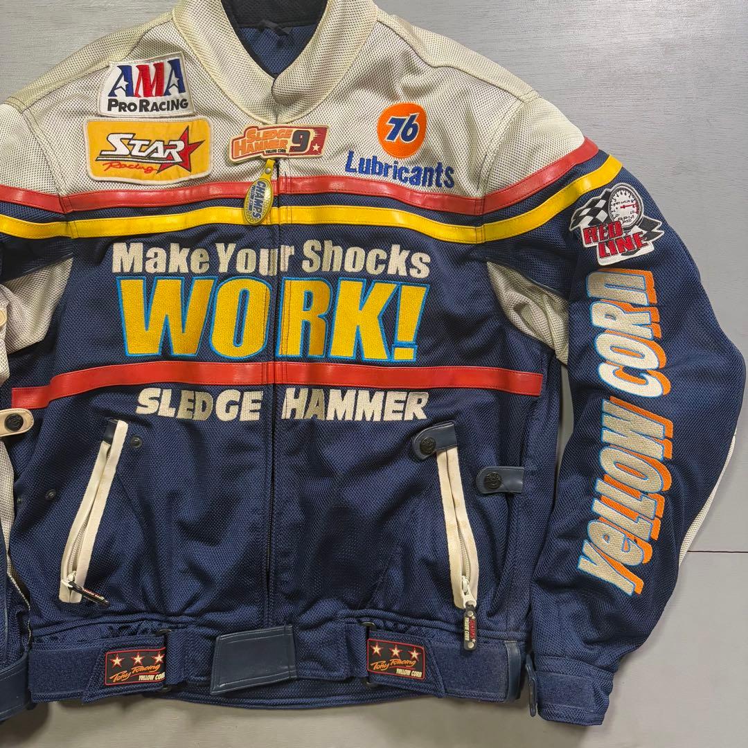 YELLOW CORN ライダースジャケット　メッシュ　スレッジハマー　XL