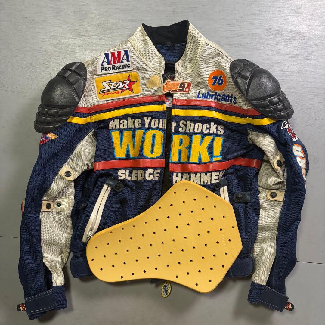 YELLOW CORN ライダースジャケット　メッシュ　スレッジハマー　XL