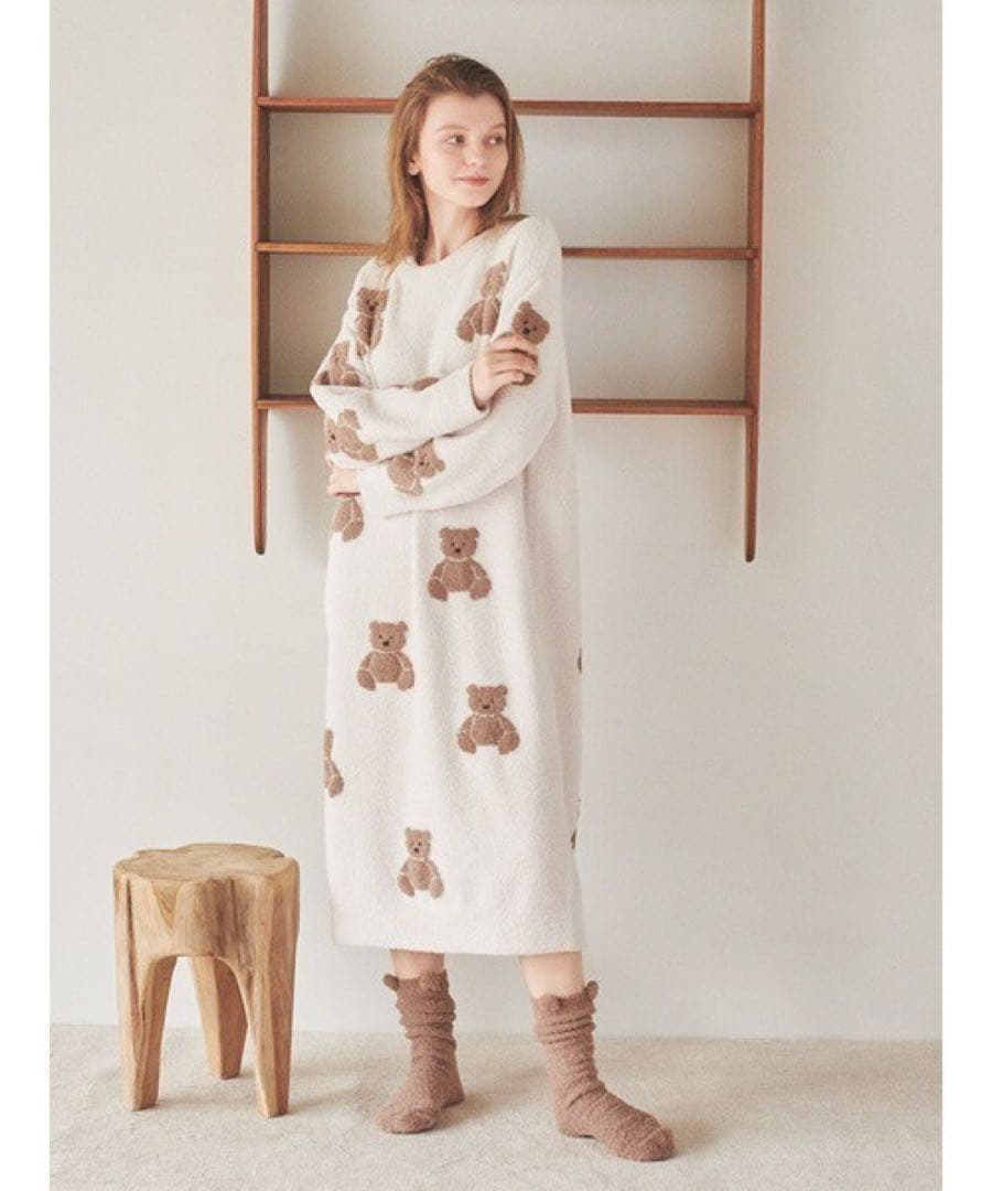 新品　ジェラートピケ　ベアジャガードドレス　ワンピース　ホリデー　ジェラピケ