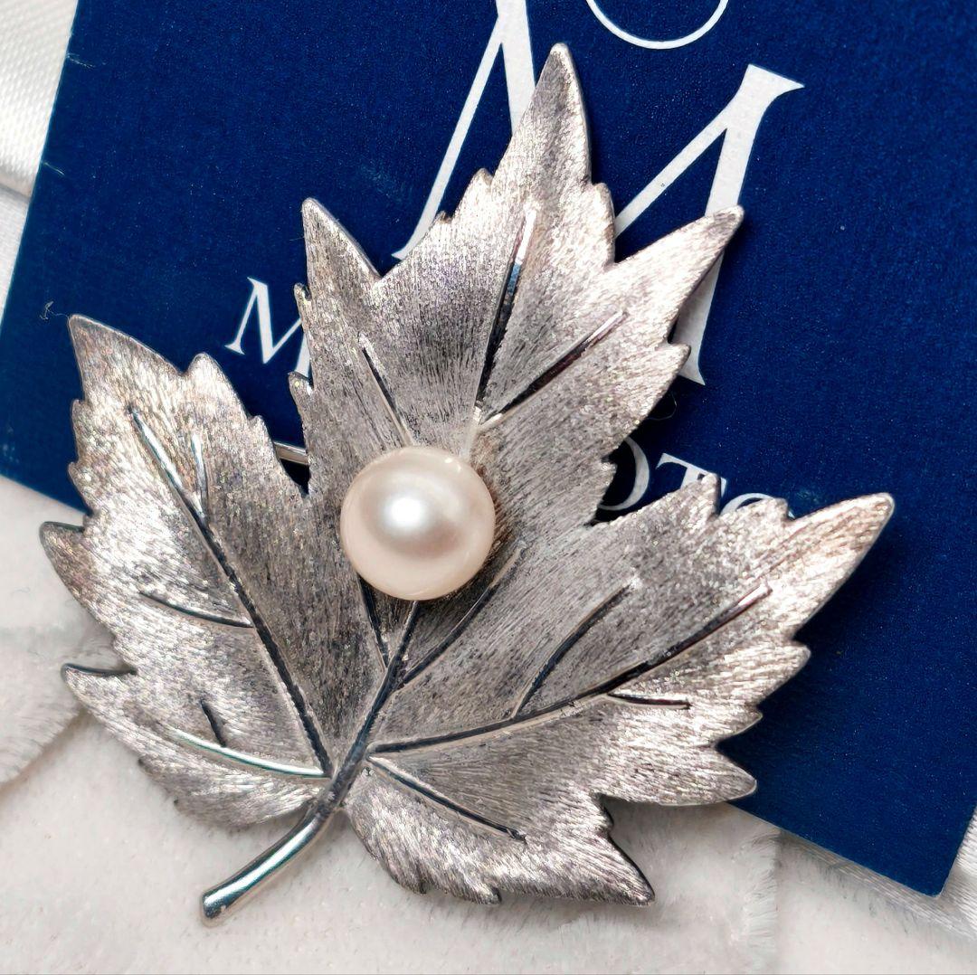 【美品 最高級】ミキモト ブローチ パール リーフ 1珠 皇室御用達 正規品