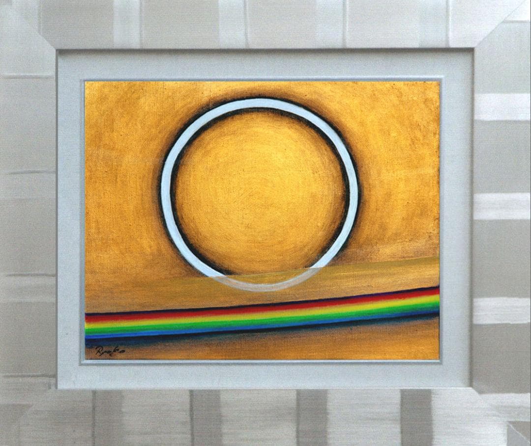 油絵 菅家令子 絵 絵画インテリア額付(銀) F3-G142023 風景祈り希望